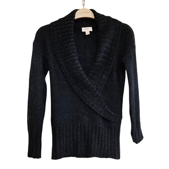 Ann Taylor LOFT Sweaters - Ann Taylor LOFT Dark Navy Blue Alpaca Wool Blend Shawl Collar Wrap Sweater Small